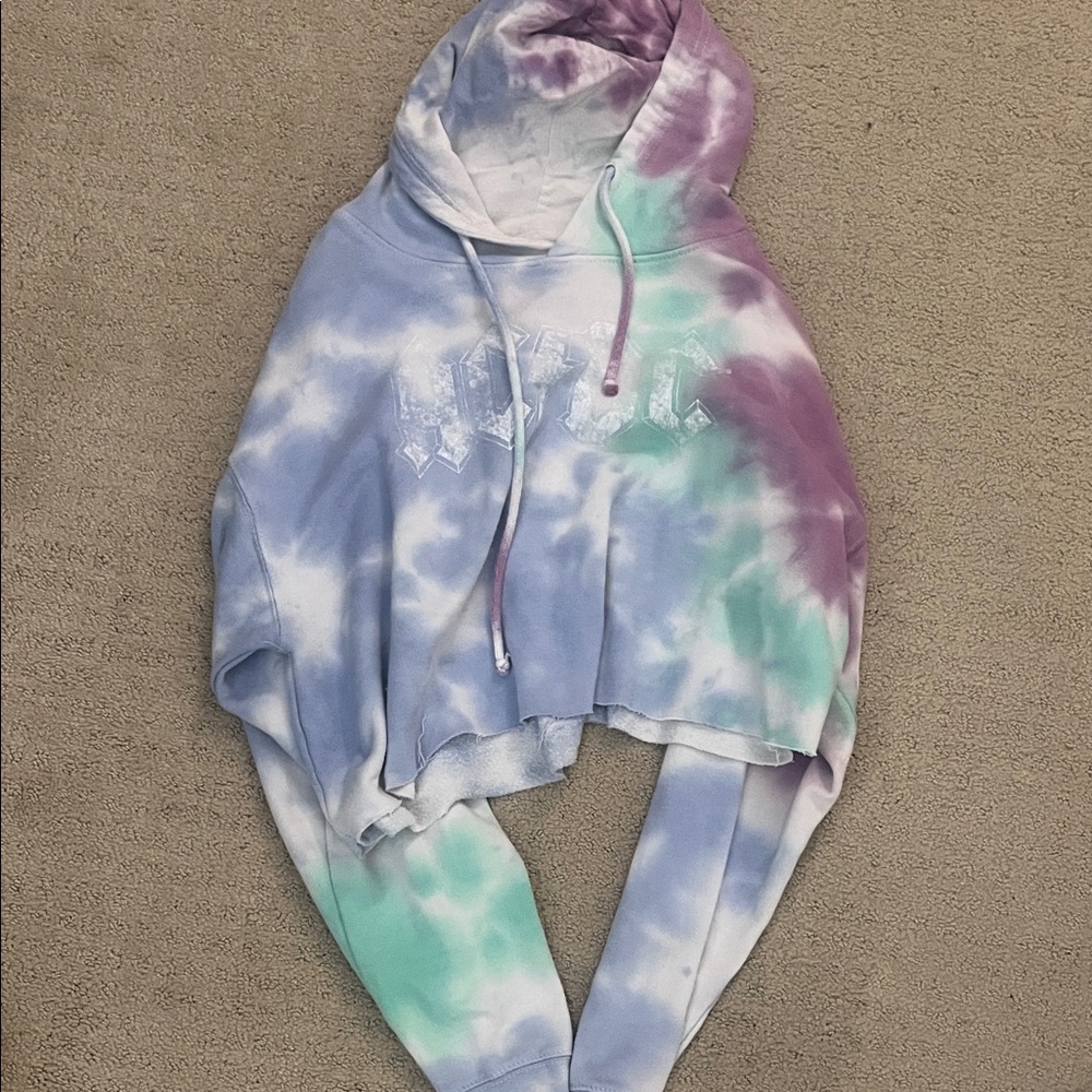 AC/DC cropped Tie-Dye Hoodie women’s size medium large